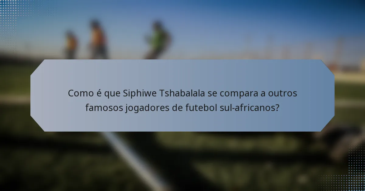 Como é que Siphiwe Tshabalala se compara a outros famosos jogadores de futebol sul-africanos?