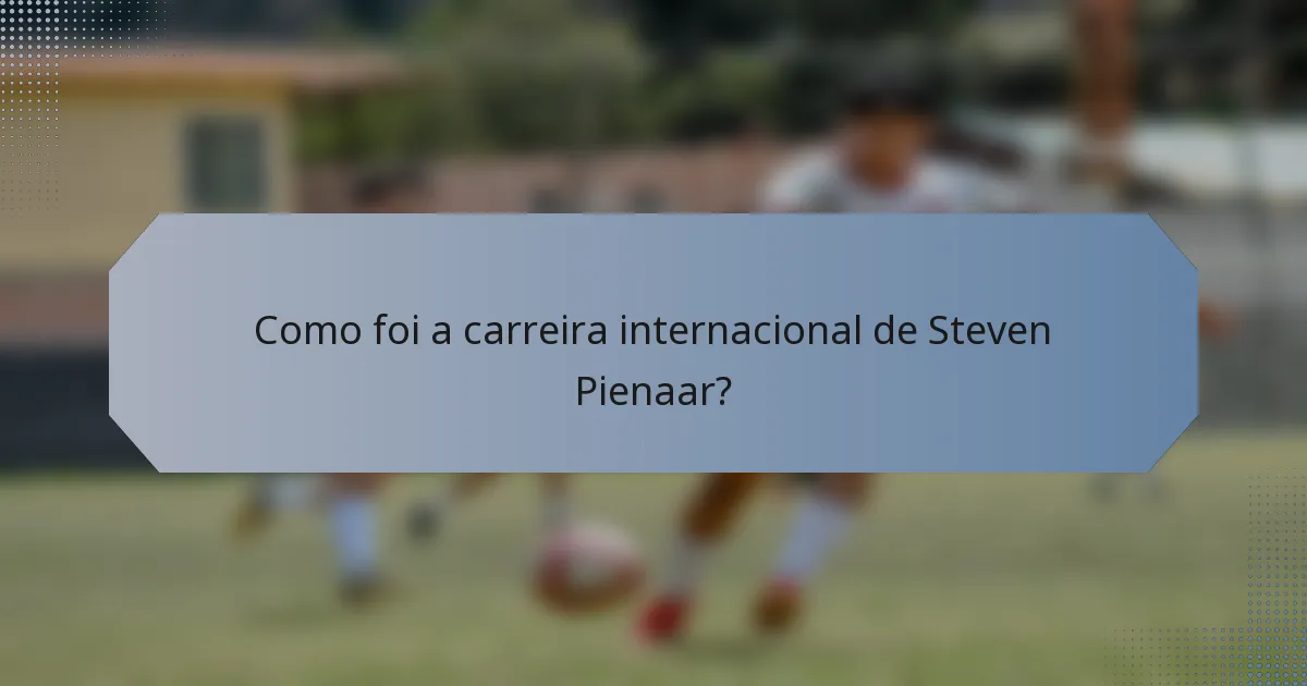 Como foi a carreira internacional de Steven Pienaar?
