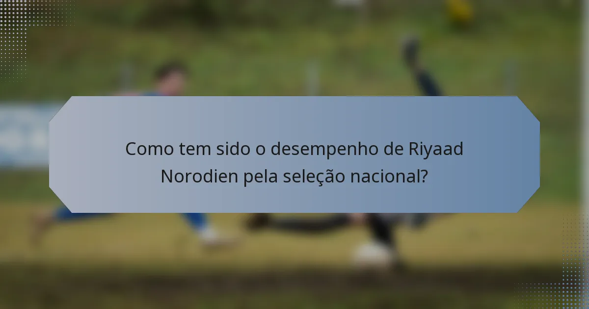 Como tem sido o desempenho de Riyaad Norodien pela seleção nacional?