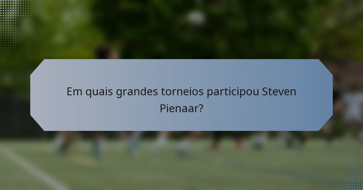 Em quais grandes torneios participou Steven Pienaar?