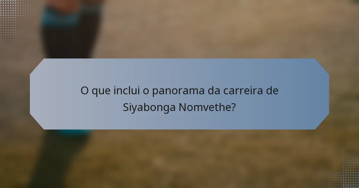 O que inclui o panorama da carreira de Siyabonga Nomvethe?