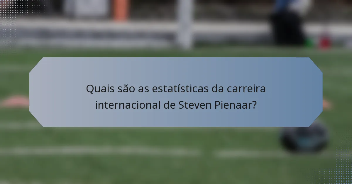 Quais são as estatísticas da carreira internacional de Steven Pienaar?